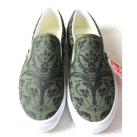 Vans Men's Classic Slip On Skull Tapestry Grape Leaf Canvas Shoes Size NIB - Picture 1 of 5